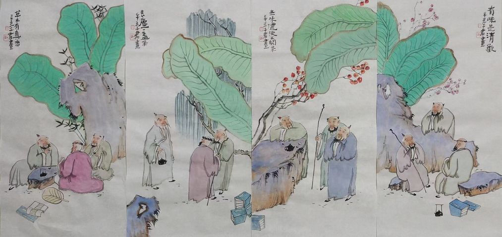 人物四条屏 人物四条屏